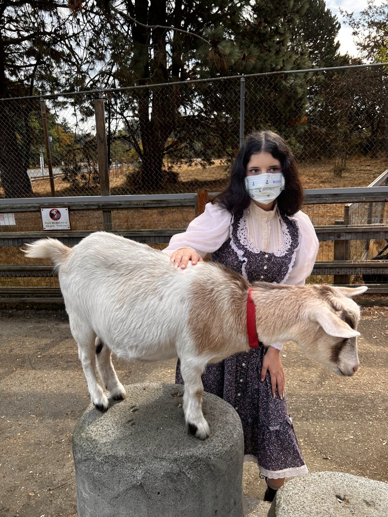 Angie with a goat
