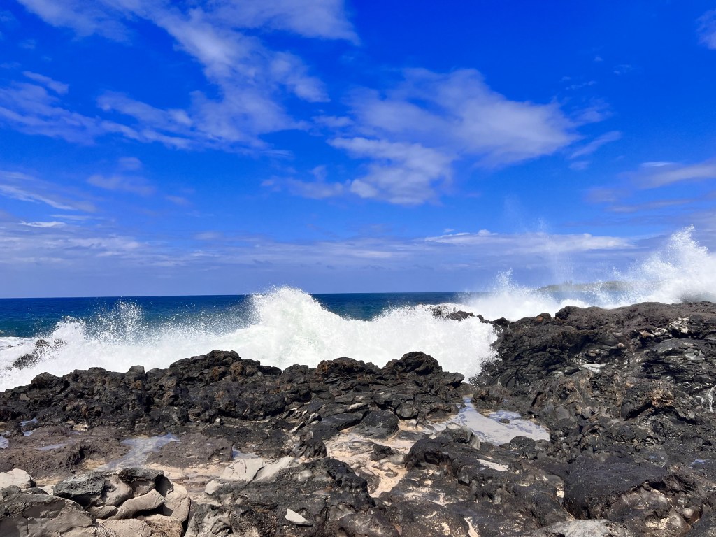 Waves crashing in Maui