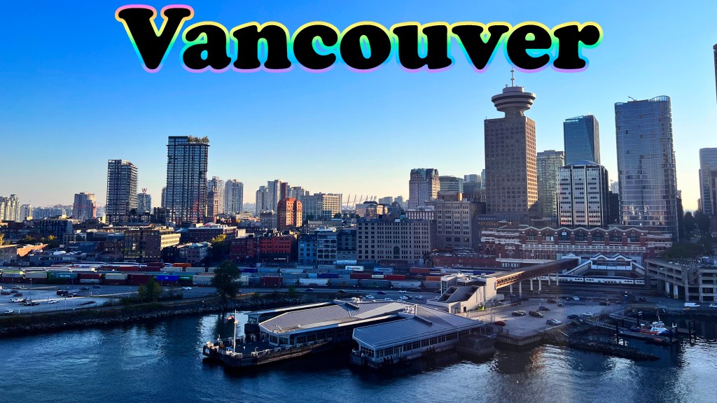 Vancouver city skyline view from the cruise ship